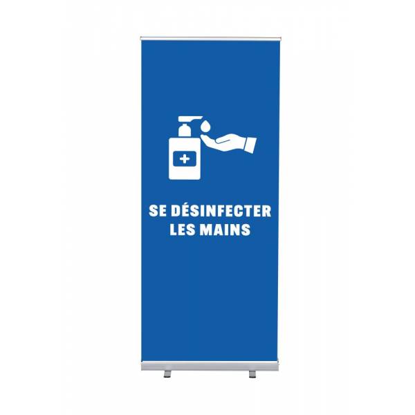 Set Completo Roll-Banner Budget 85 Desinfectar Las Manos Azul Francés