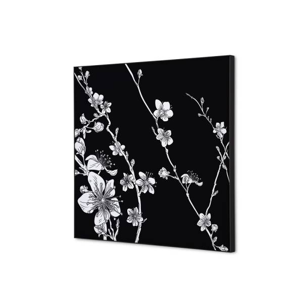 Decoración Textil de Pared SET 40 x 40 Flor de Cerezo Japonés Negro