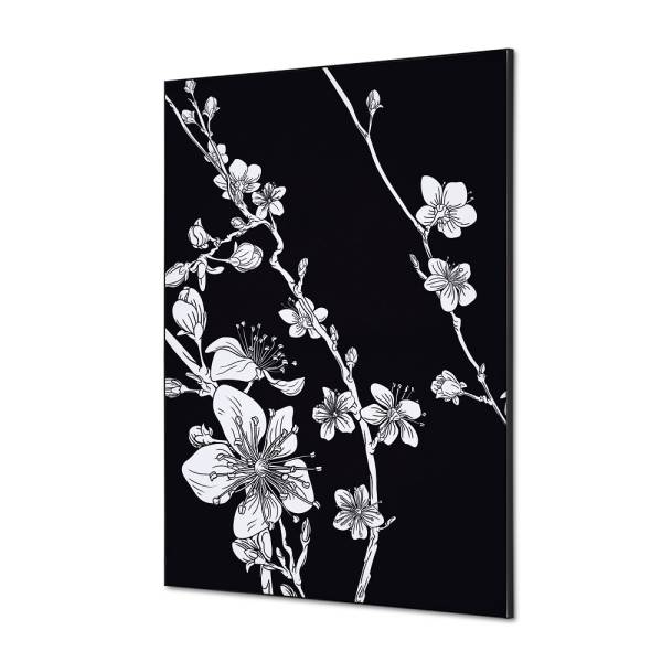 Decoración Textil de Pared SET A1 Flor de Cerezo Japonés Negro